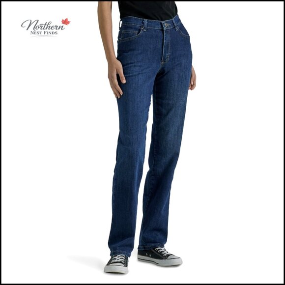 Denim - Relaxed Fit Straight Leg Jeans Mid Rise Comfort